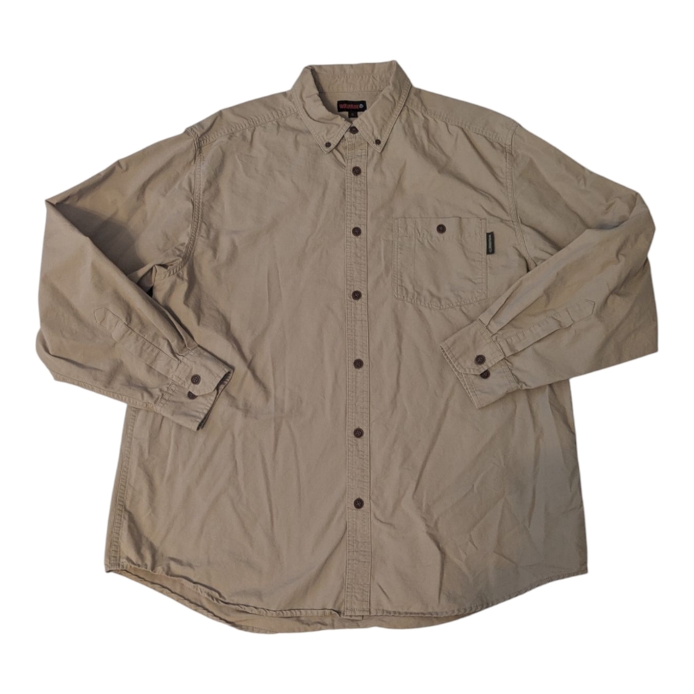 Wolverine Tan Cotton Button Down Collar Long Sleeve W Pocket Shirt Men's XL